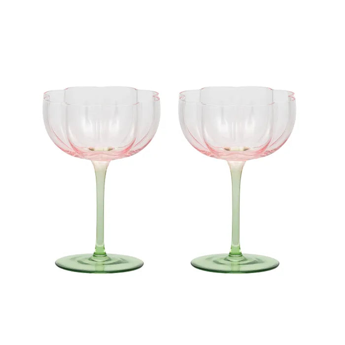 Wine Glasses Tulip Coloured Glass Set of Two Coco Dune