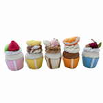 Set of five colourful felt cupcakes