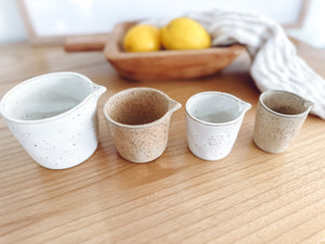 Francis ceramic measuring cups set close up wooden bowl lemons baking tools kitchen