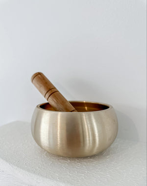 Brass Singing Bowl with Wooden Mallet inside bowl