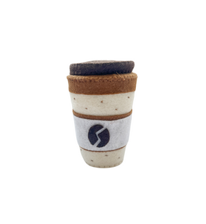 Felt coffee cup latte colour dotted pattern coffee bean design kids toy