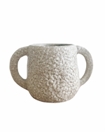 Small textured ceramic vase Elle with two handles - elegant artisanal home decor piece for modern interiors