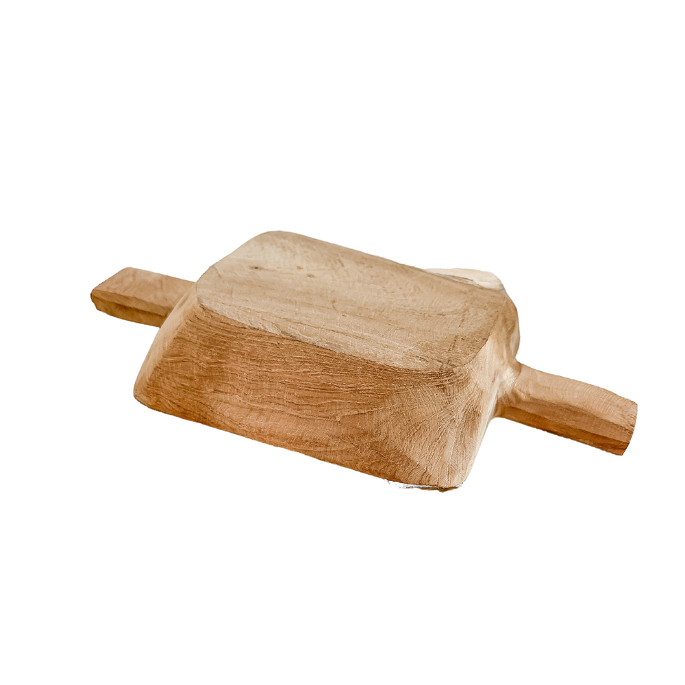 Wooden dough bowl Elena bottom view - solid wood construction showing authentic handcrafted quality and natural wood character