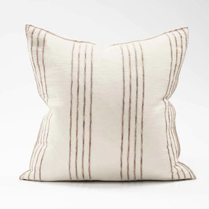Large natural stripped linen cushion with insert