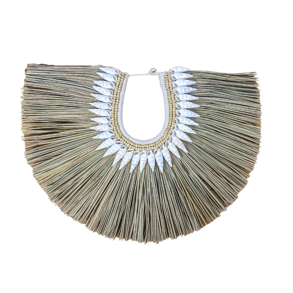 handmade seagrass and shell wall hanging