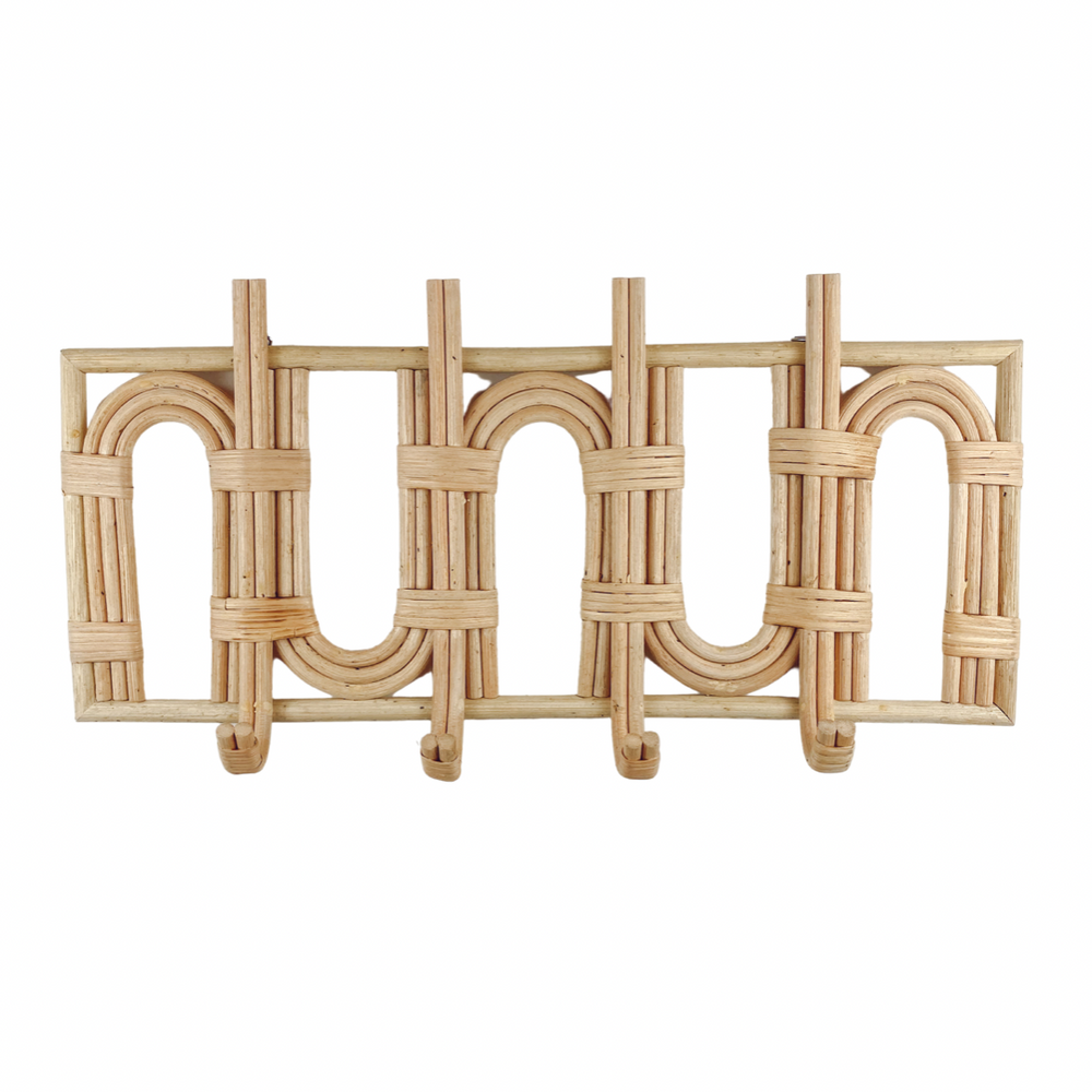 Rattan wall hanger with four hangers