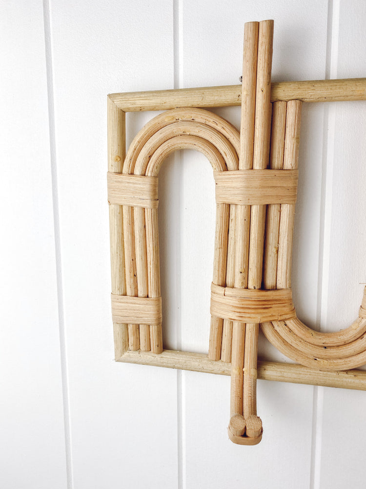 Close up of rattan wall hanger