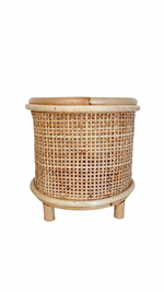 hand made rattan basket with legs