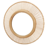Kaelin handmade rattan wall mirror 60cm diameter with natural woven texture, perfect for bohemian coastal home decor