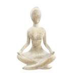 Medium yoga lady sculpture in cross-legged pose - white resin Yogi figurine for meditation corner and mindful home decor