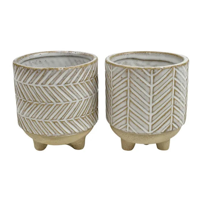 Piper natural ceramic planter pot duo set - 7.5 to 8.5cm decorative small planters for indoor plants - Australian home decor