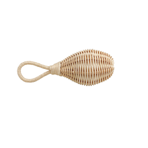 Handwoven natural rattan baby rattle "Luella" with delicate bell - Balinese artisan crafted nursery decor piece