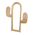 Handmade rattan cactus mirror Rylan with whimsical design - Indonesian artisan crafted natural nursery and home decor