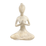 Small praying yoga lady sculpture in tranquil pose - white resin Yogi figurine for mindful home decor and meditation spaces