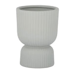Grey ribbed ceramic vase