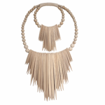 Zuma natural wood wall hanging inspired by cuttlefish with beads, 60cm handmade coastal bohemian decor piece